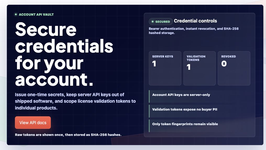 Cropped screenshot of the API Keys page credential sections.