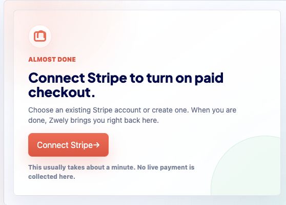 Cropped screenshot of the Stripe Connect setup card.
