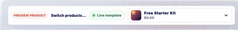 Cropped screenshot of the product selector above the delivery email preview.