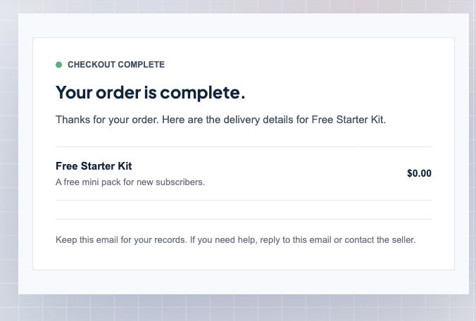Cropped screenshot of the customer delivery email preview.