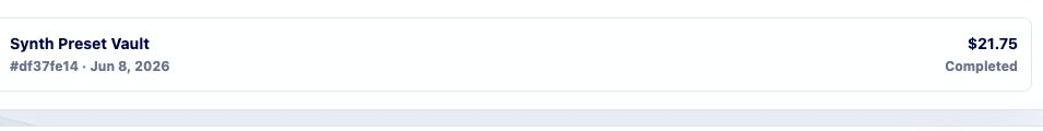 Cropped screenshot of customer order history.
