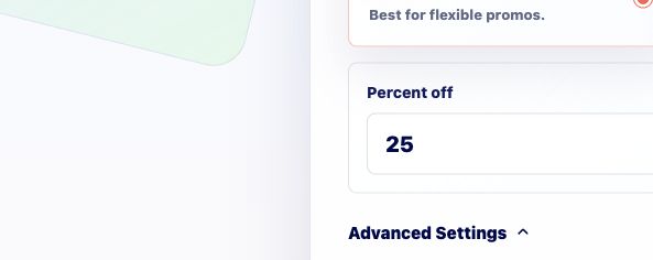 Cropped screenshot of discount type and amount controls.