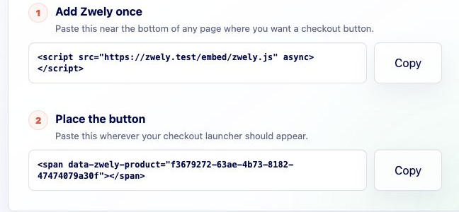 Cropped screenshot of the product embed code box.