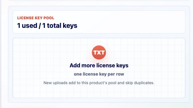 Cropped screenshot of the license key pool controls.