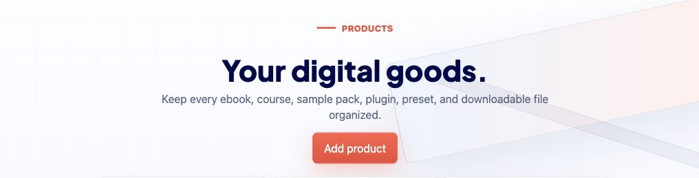 Cropped screenshot of the Products page add product action.
