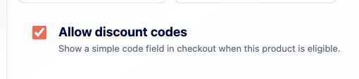 Cropped screenshot of the allow discount codes setting.