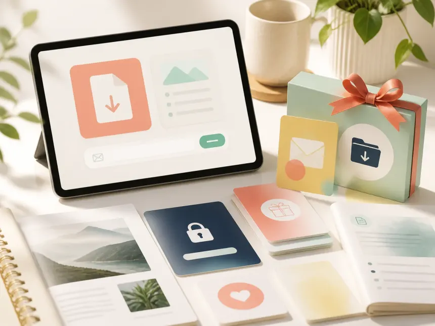 Free digital resource cards and download screen