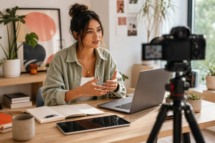 A creator filming a tutorial for a paid guide