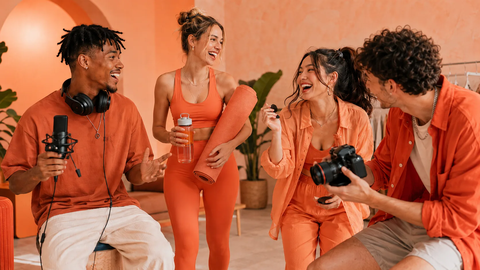 A group of creators checking their phone after selling digital goods